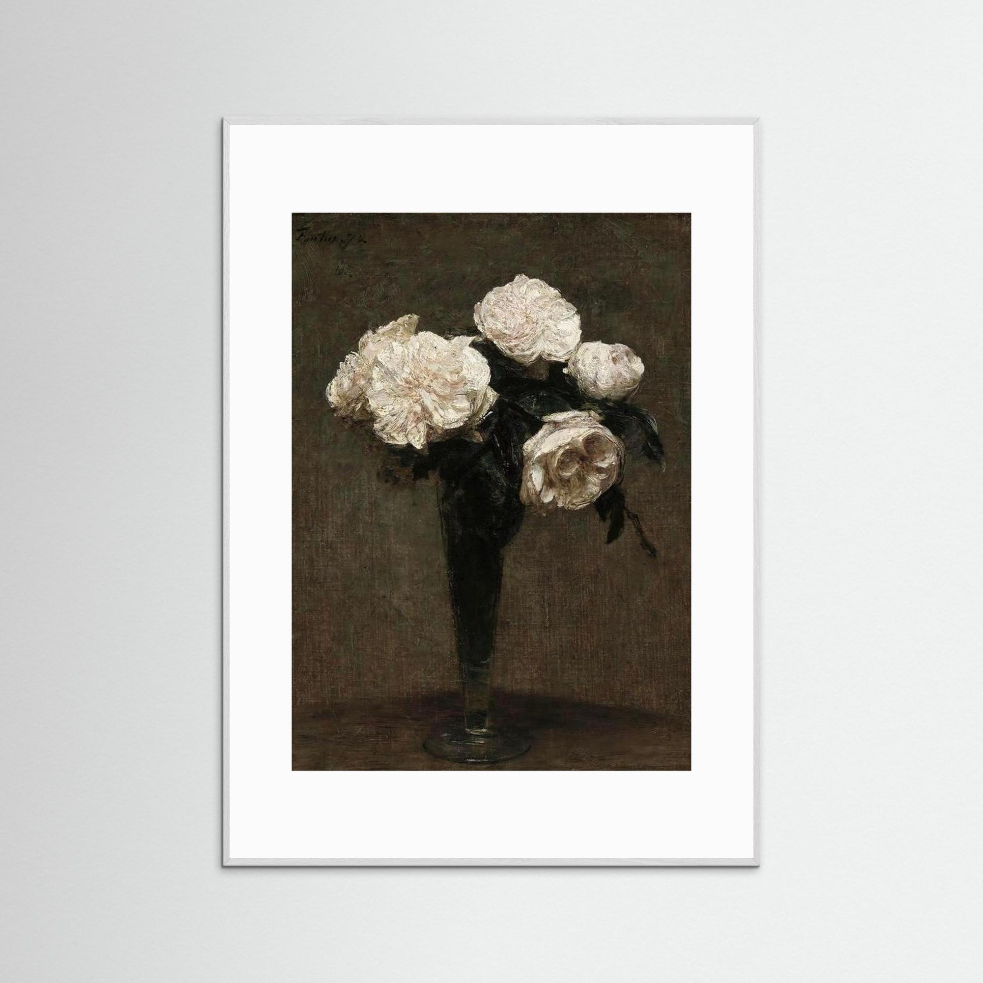 White Floral Vase Art Print White Wood White