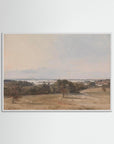 Vintage Pastoral Landscape Art Print White Wood No border