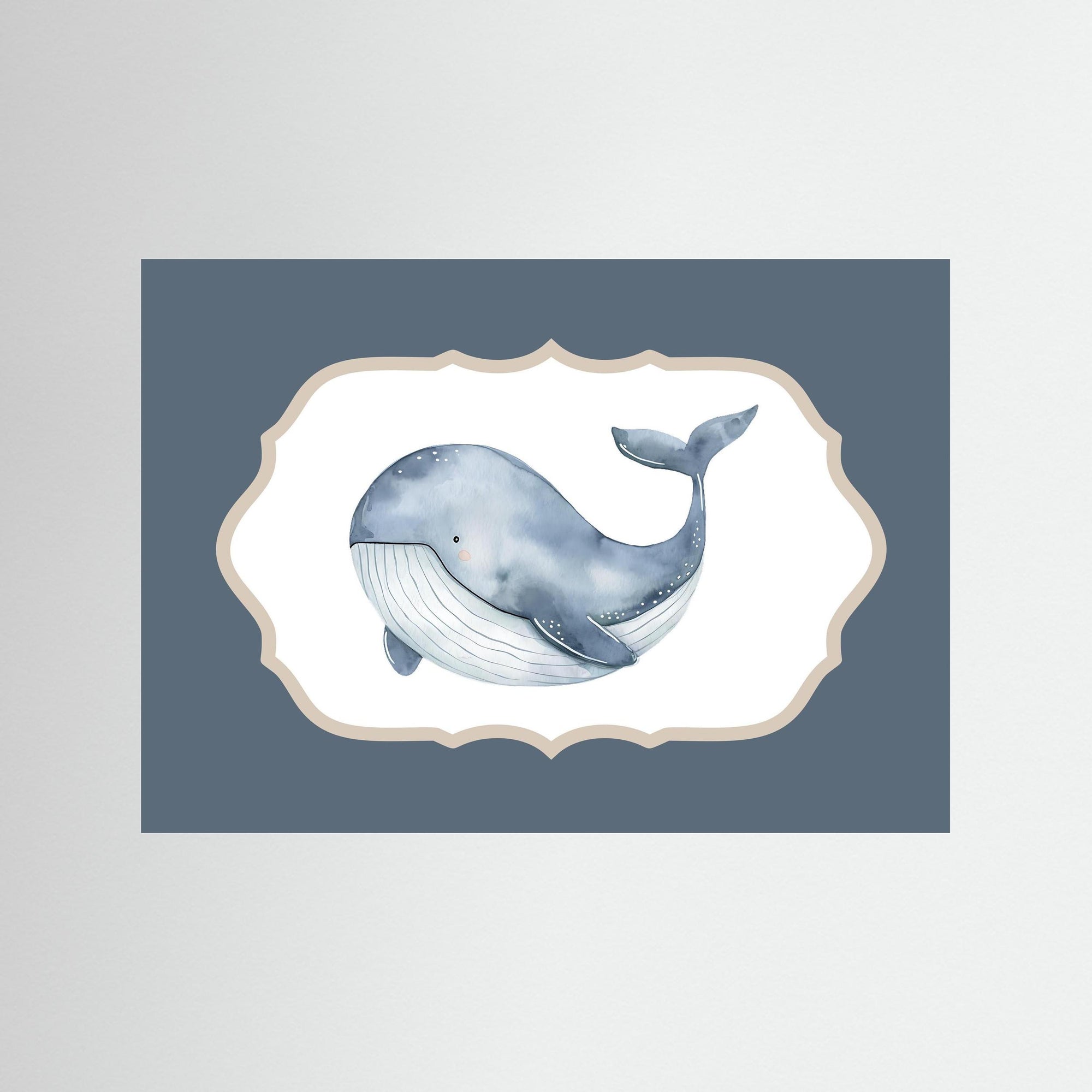 Blue Whale Watercolor Art | Kids Room & Nursery Decor No Frame