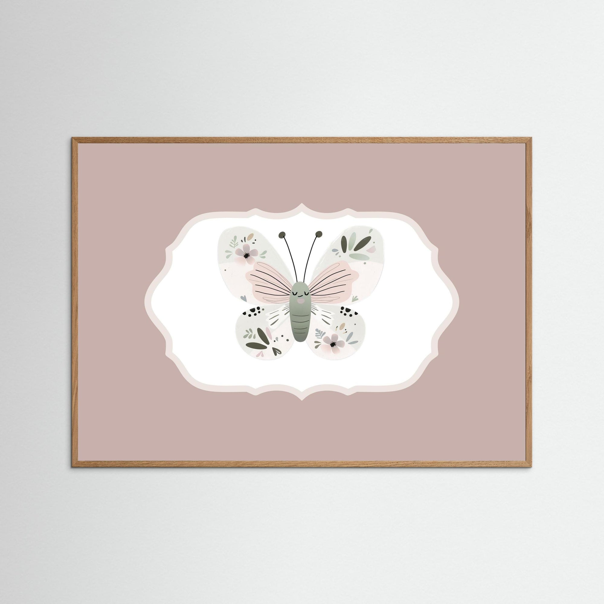 Butterfly Pink Art Print | Children's Room &amp; Nursery Wall Art Oak Nature