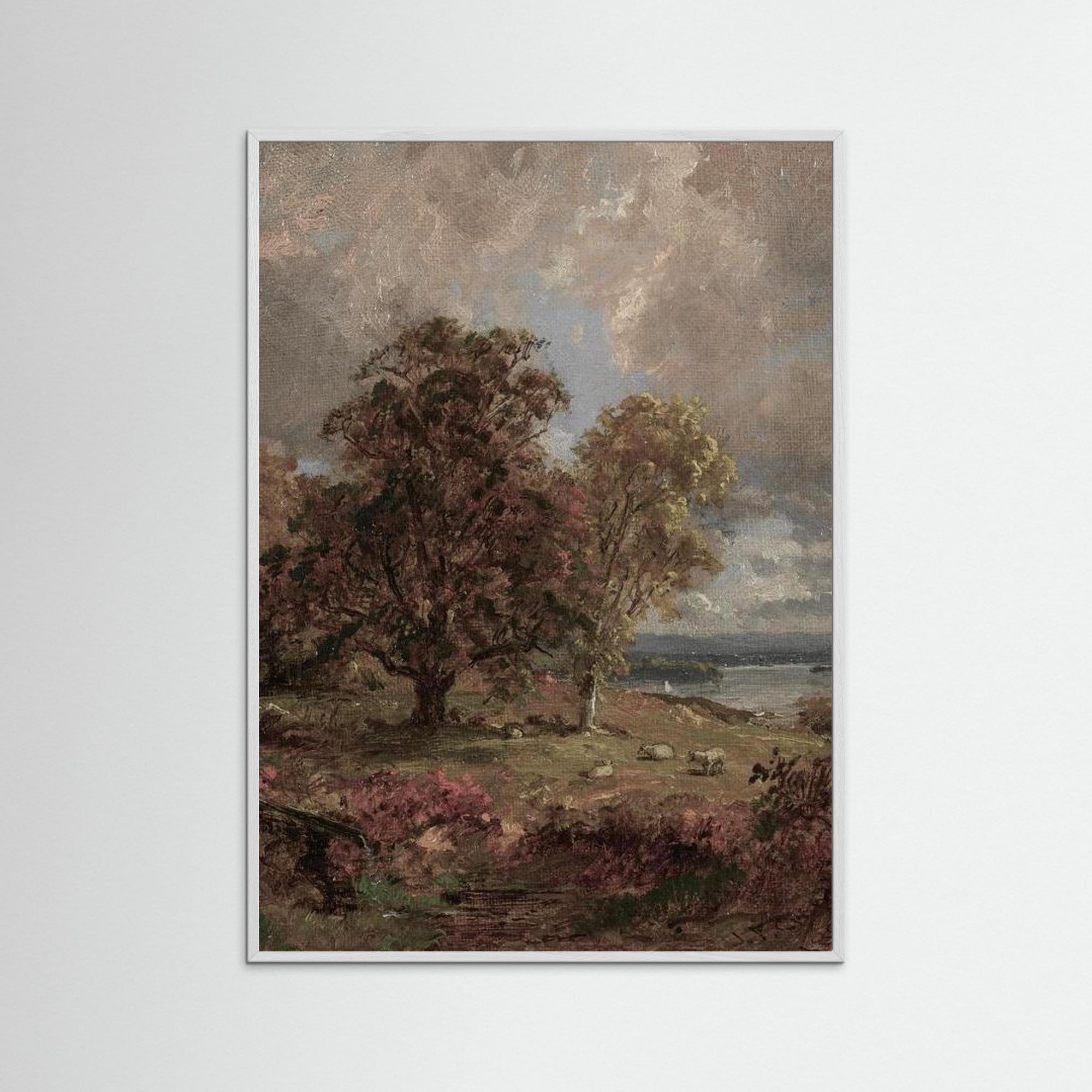 Autumn Landscape Art Print White Wood No border