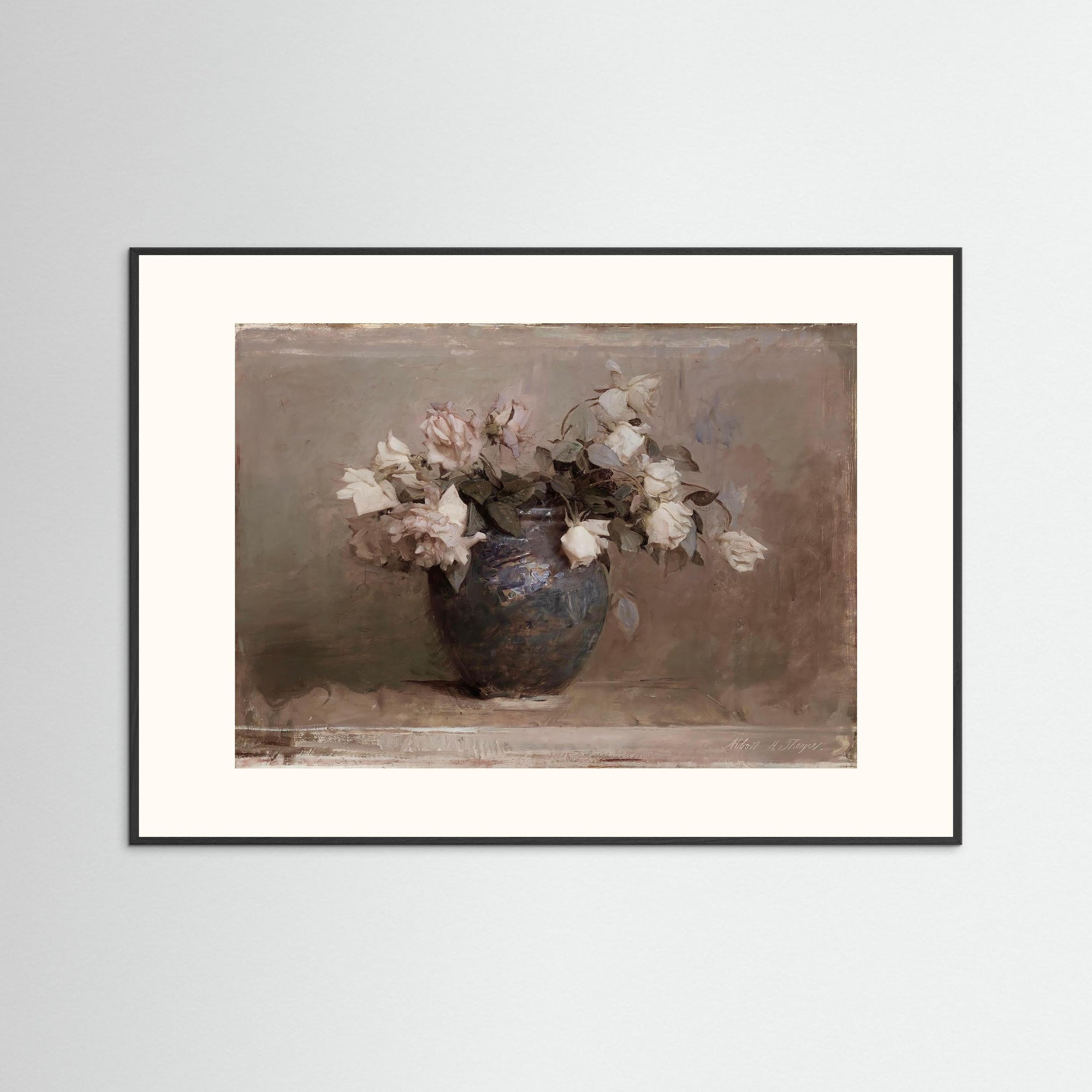 Vase of Roses Fine Art Print Black Wood Freja