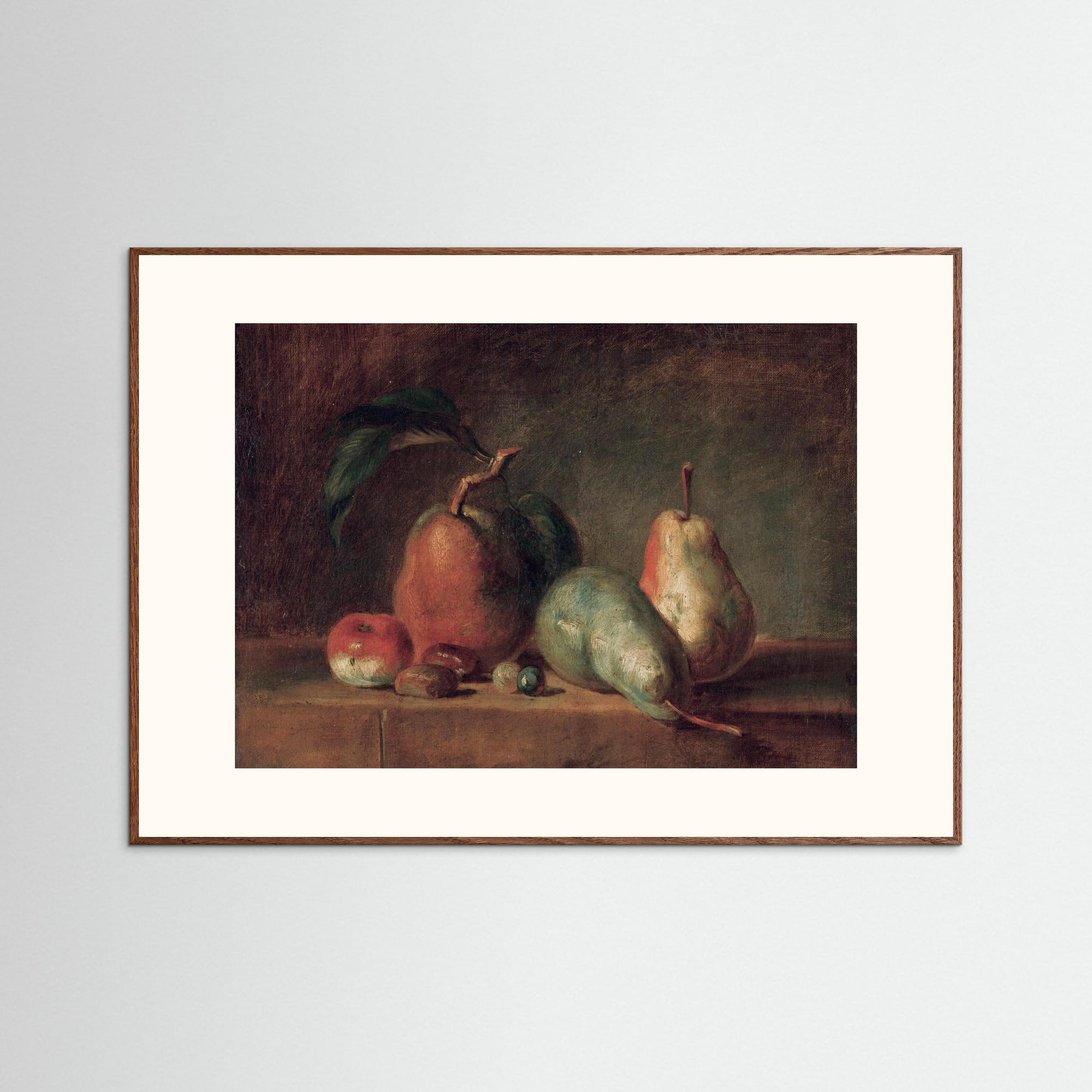 Pears Still Life Painting Art Print Oak Dark Freja