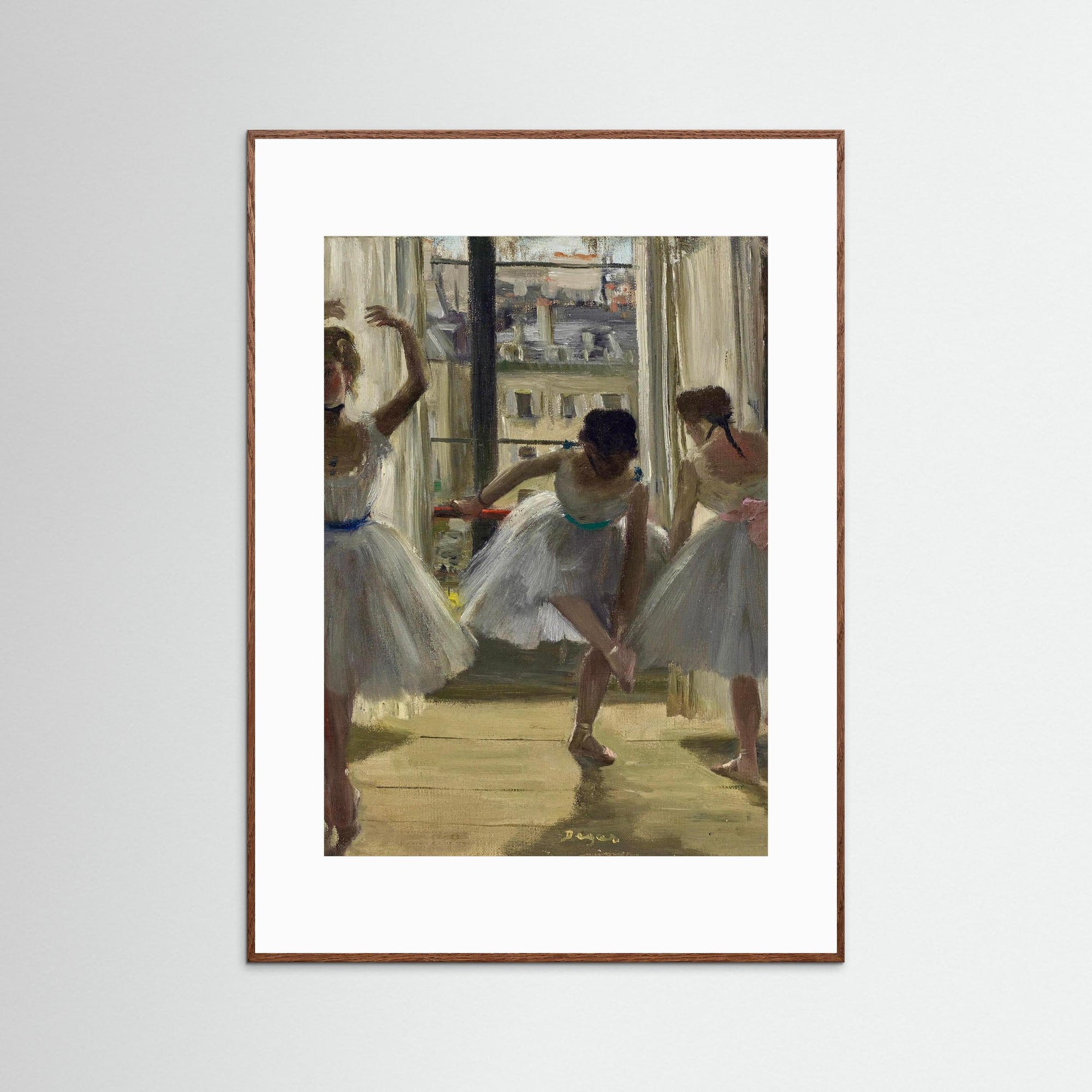 Three Dancers in an Exercise Hall by Edgas Degas Oak Dark White