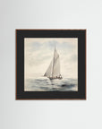 Soft Neutral Ocean Sailboat Print Oak Dark Black
