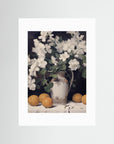 Vintage Fruit and Floral Arrangement Print No Frame White