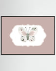 Butterfly Pink Art Print | Children's Room & Nursery Wall Art Black Wood