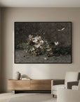 Moody Vintage Floral Canvas Wall Art | Dark Botanical Still Life Painting