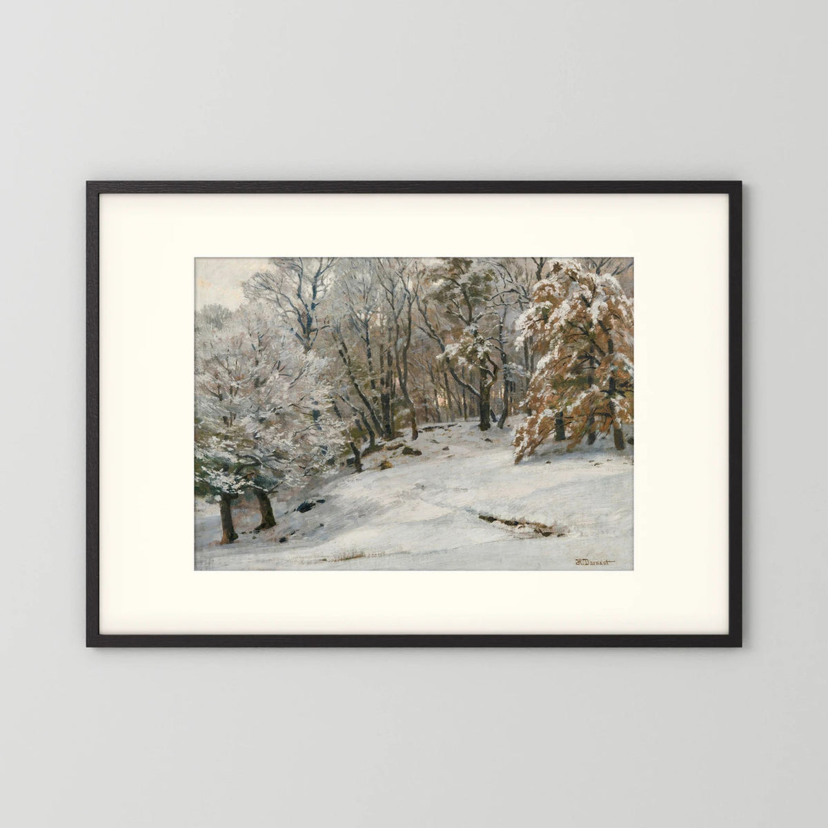 Vintage Snowy Forest Landscape Art Print
