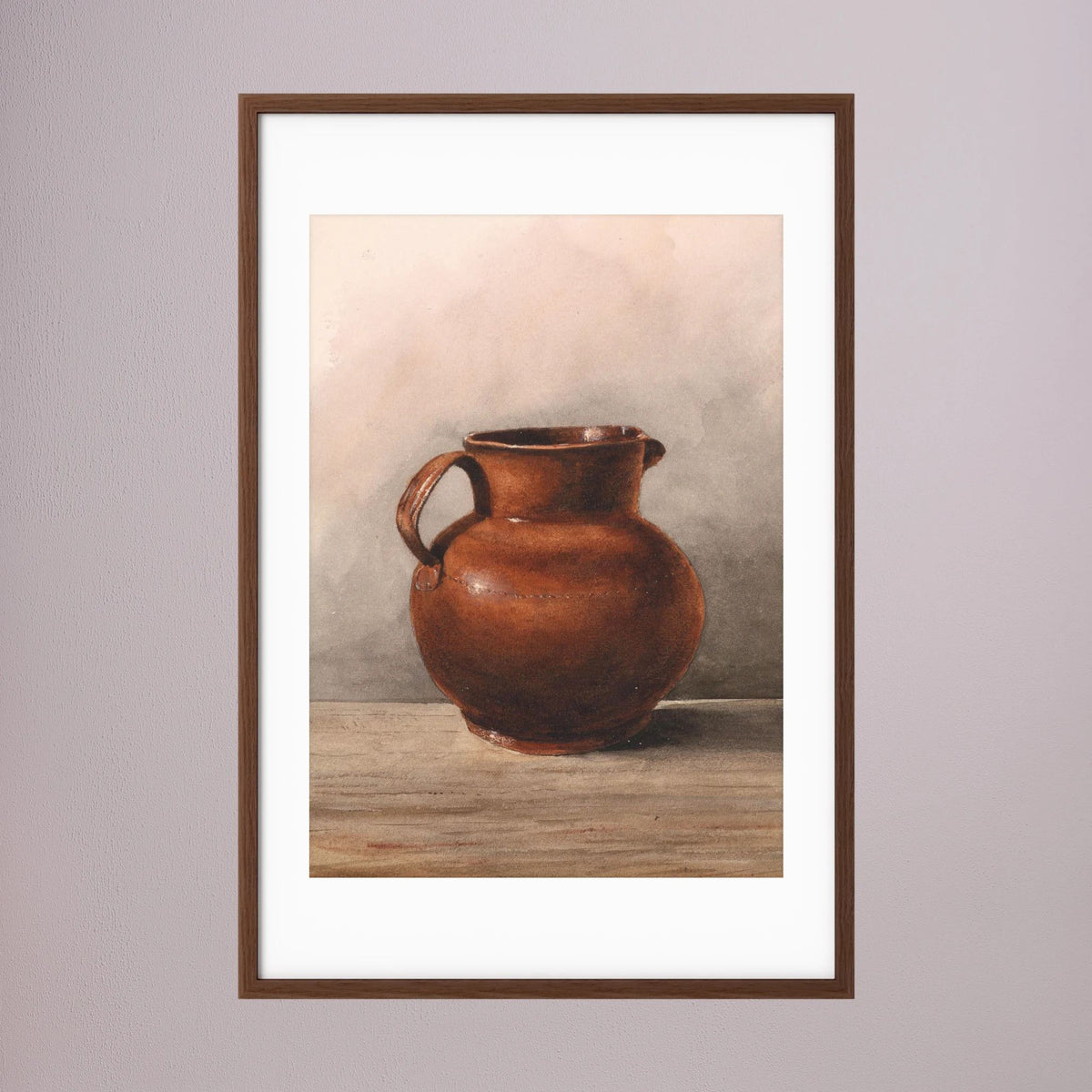Terracotta Pot Still Life Vintage Wall Art Print Oak Dark White
