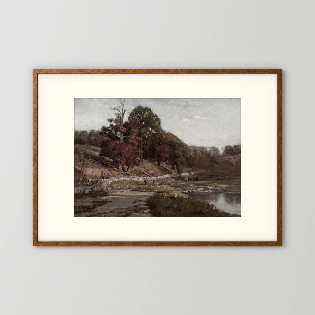 Warm Neutral Landscape Art Print | Serene Earth Tone Artwork for Modern Home Oak Dark Freja
