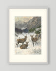 Vintage Deer in Snow Art Print