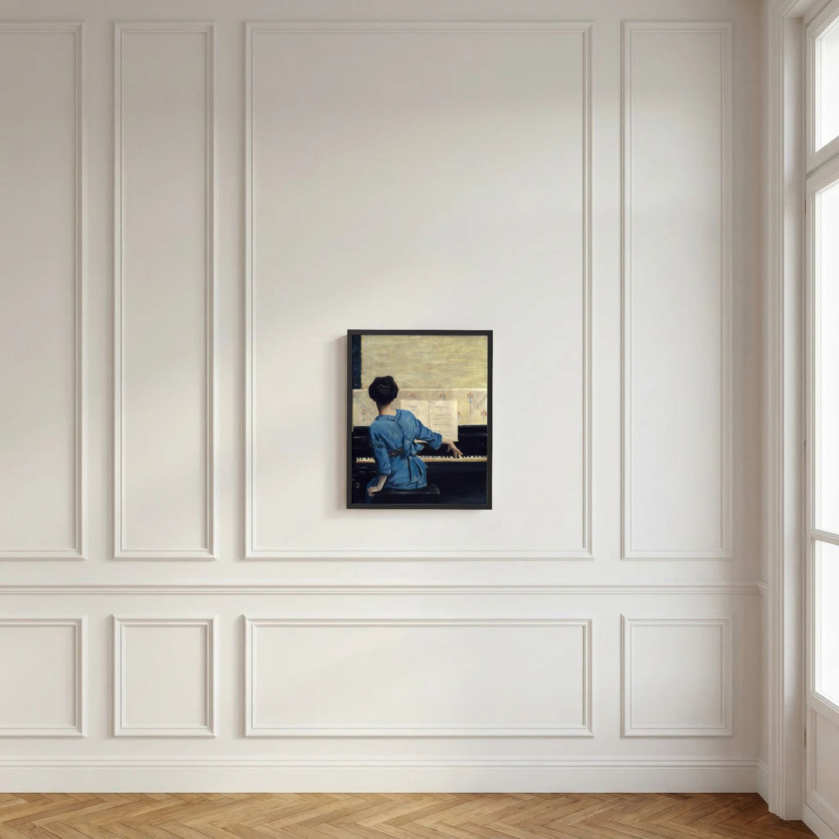 Woman in Blue at the Piano Vintage Wall Art Print