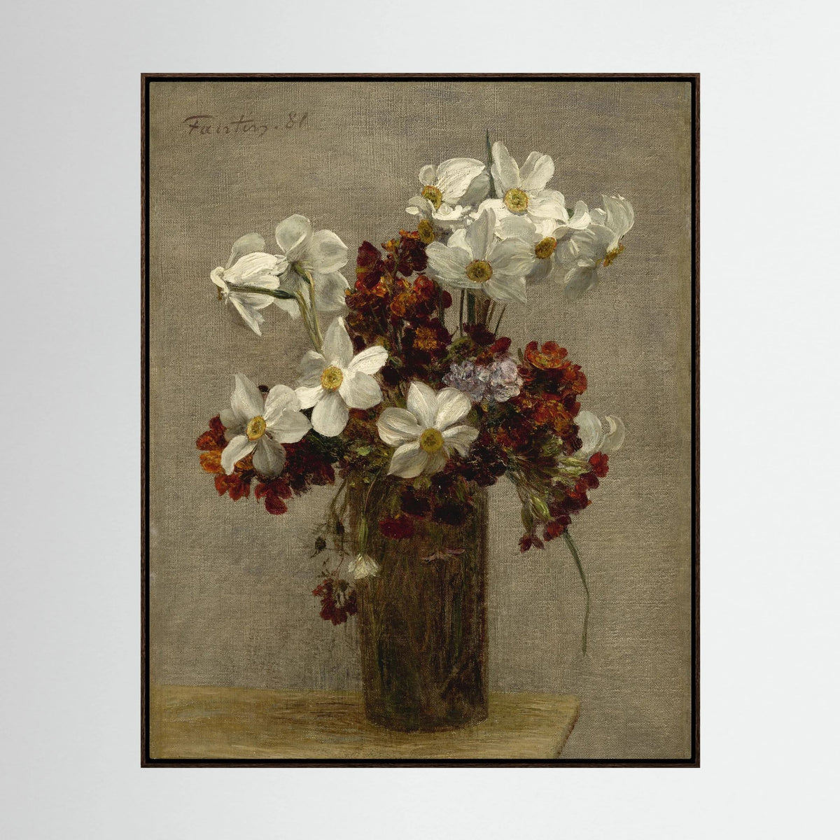 Vintage Wildflower Canvas Wall Art | Rustic Floral Still Life Painting
