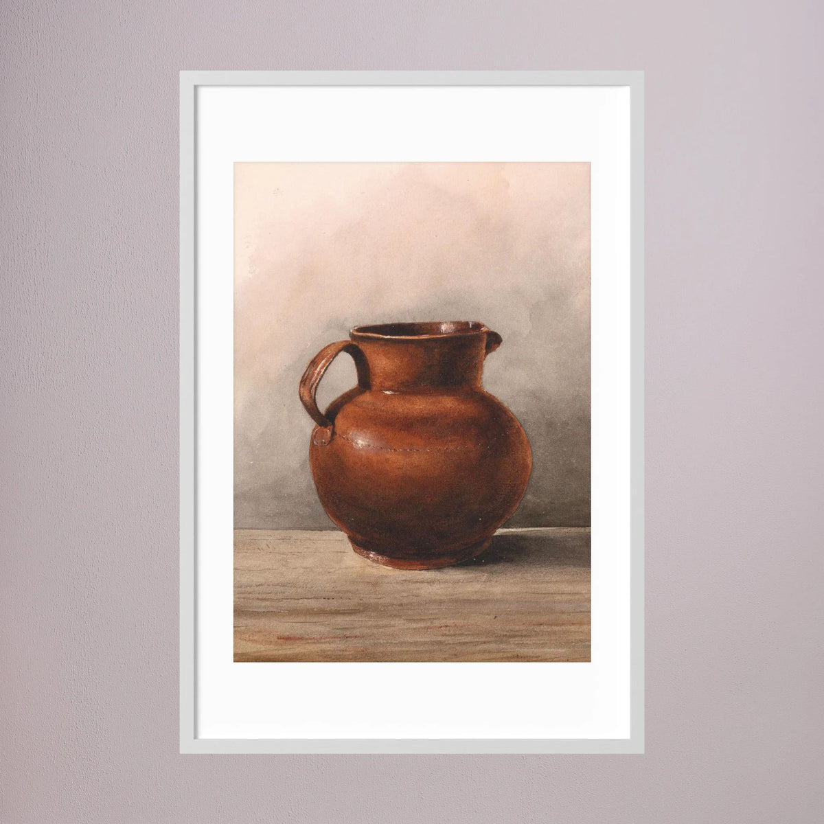 Terracotta Pot Still Life Vintage Wall Art Print White Wood White