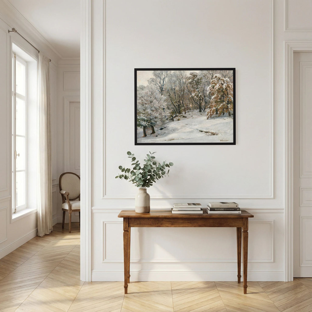 Vintage Snowy Forest Landscape Art Print