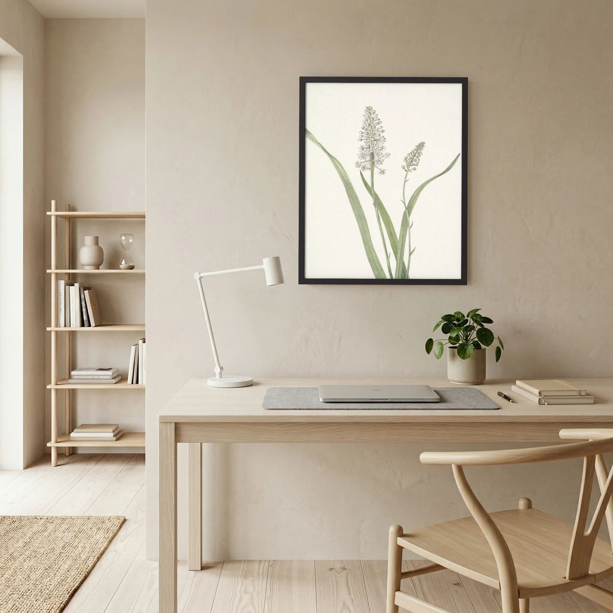 White Hyacinth Botanical Study Vintage Wall Art Print