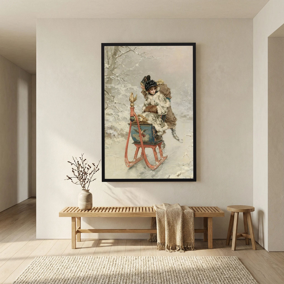 Vintage Winter Sleigh Art Print