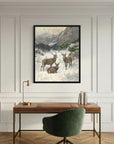 Vintage Deer in Snow Art Print
