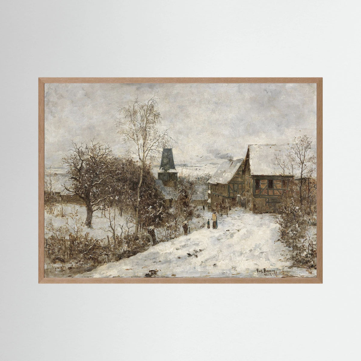 Vintage Snowy Village Art Print