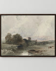 Neutral Creek Landscape Canvas Wall Art | Serene Countryside Nature Artwork