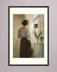 Woman at the Window Vintage Wall Art Print Black Wood Freja