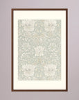 Pale Green Floral Wallpaper Pattern Vintage Wall Art Print Oak Dark Freja