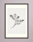 Red Berry Botanical Study Vintage Wall Art Print Black Wood Freja