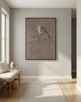 Vintage Woman Figure Sketch Canvas Wall Art | Neutral Figurative Drawing