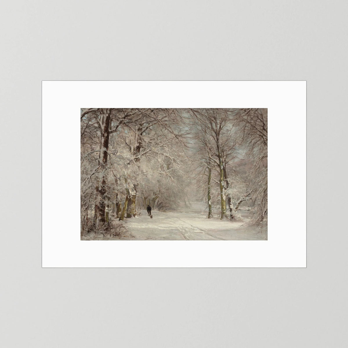 Vintage Snowy Woodland Art Print No Frame White