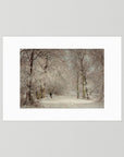 Vintage Snowy Woodland Art Print No Frame White
