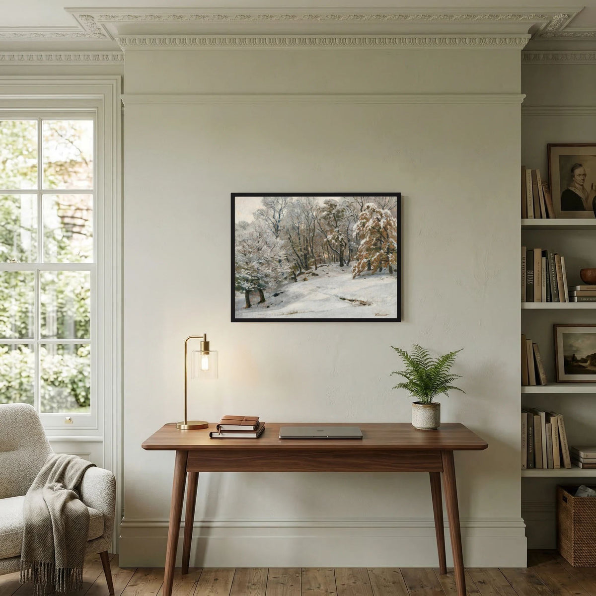 Vintage Snowy Forest Landscape Art Print