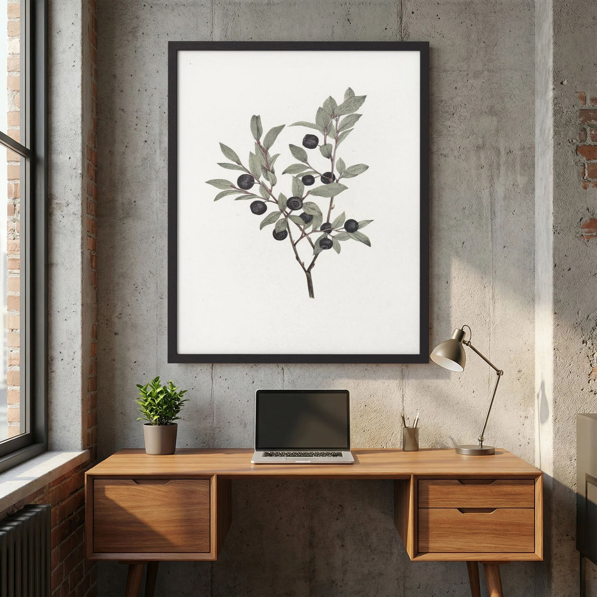 Olive Branch Botanical Study Vintage Wall Art Print
