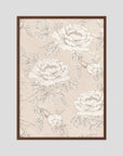 Blush Rose Wallpaper Pattern Vintage Wall Art Print Oak Dark No border