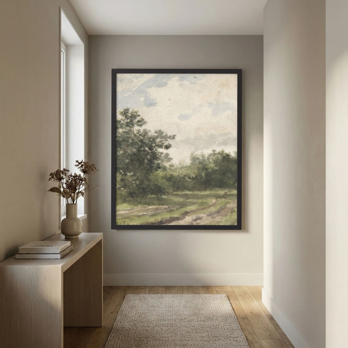 Misty Country Landscape Vintage Wall Art Print