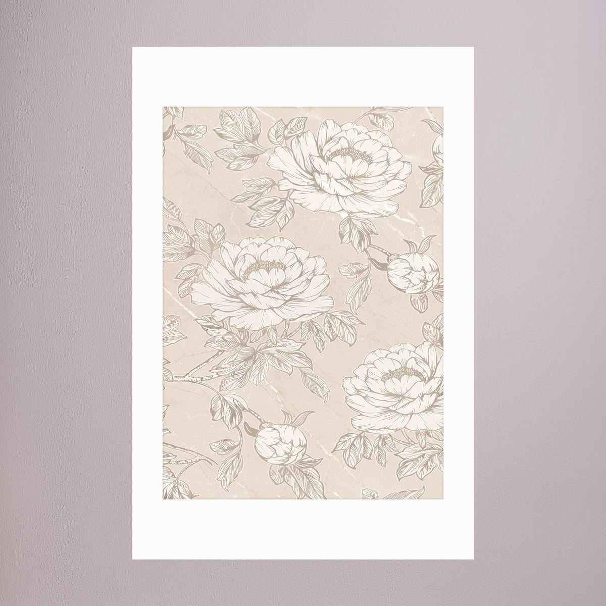 Blush Rose Wallpaper Pattern Vintage Wall Art Print No Frame White