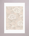 Blush Rose Wallpaper Pattern Vintage Wall Art Print No Frame White