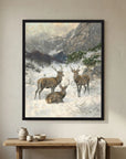 Vintage Deer in Snow Art Print