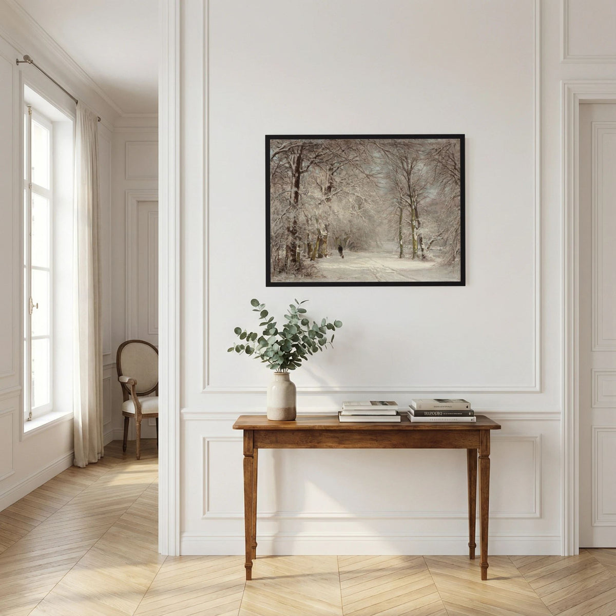 Vintage Snowy Woodland Art Print