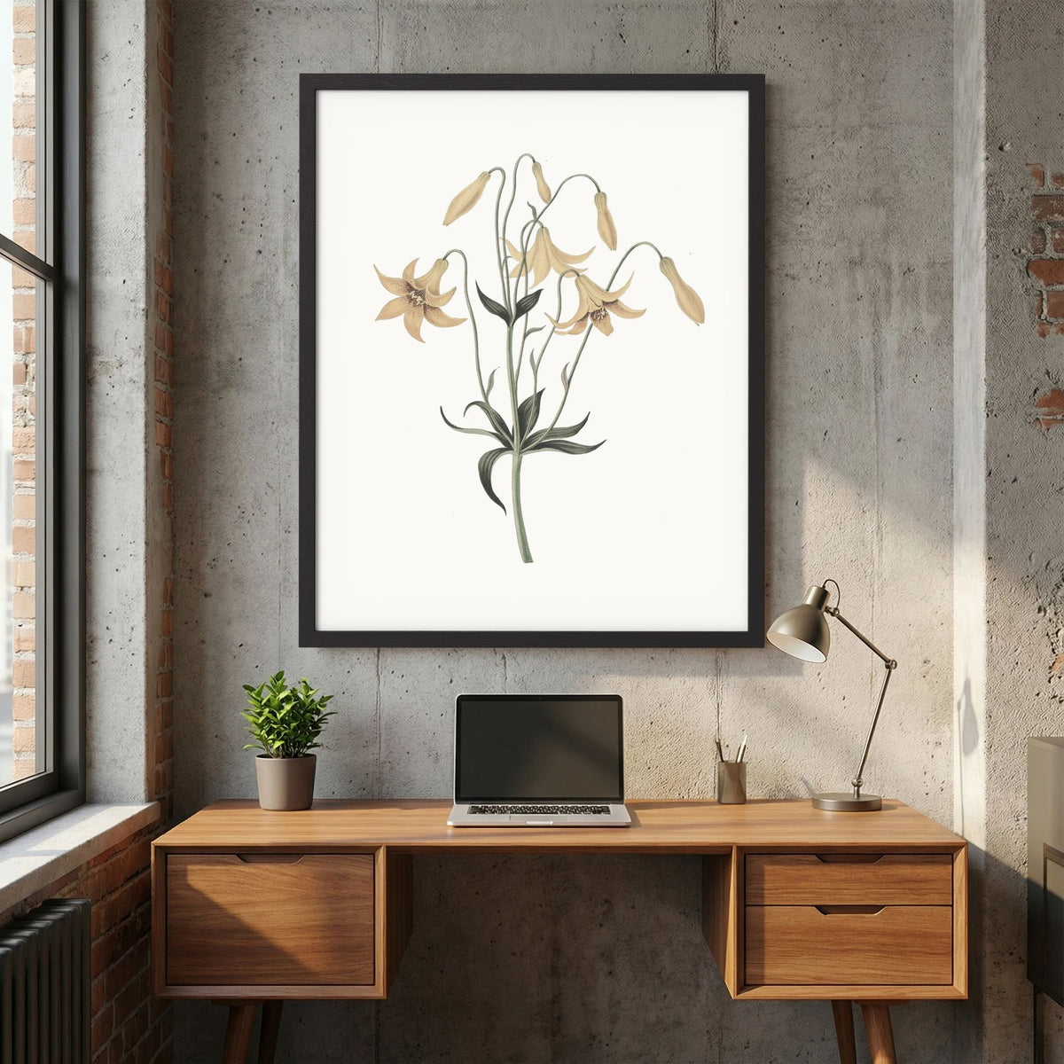 White Wildflower Botanical Study Vintage Wall Art Print