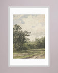 Misty Country Landscape Vintage Wall Art Print White Wood White