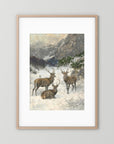 Vintage Deer in Snow Art Print