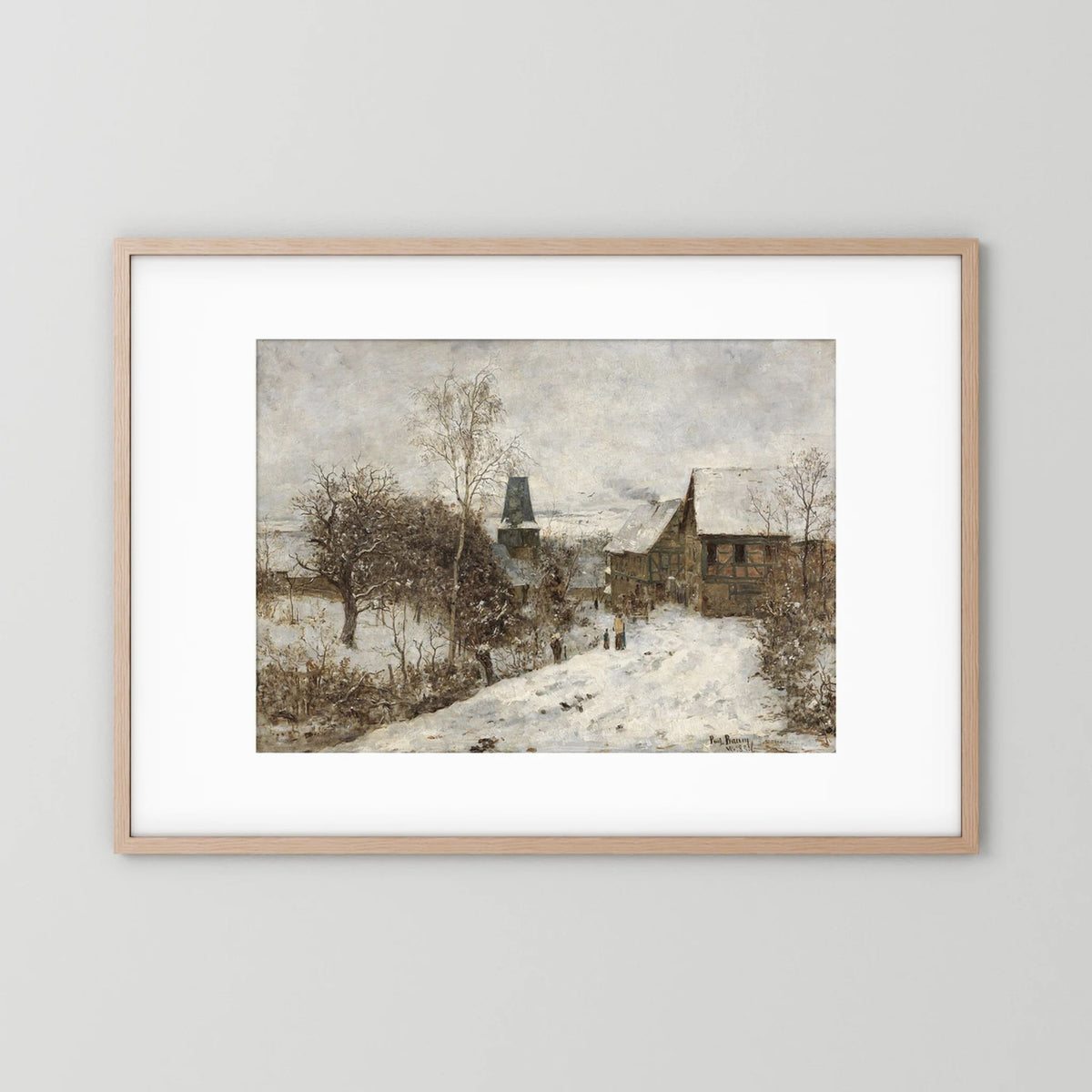 Vintage Snowy Village Art Print