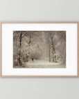 Vintage Snowy Woodland Art Print Oak Nature White