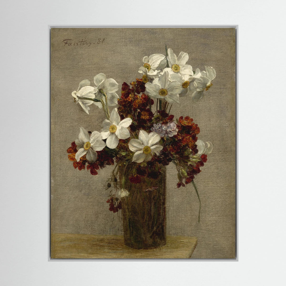 Vintage Wildflower Canvas Wall Art | Rustic Floral Still Life Painting