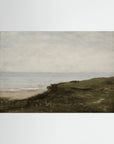 Neutral Coastal Landscape Canvas Wall Art | Vintage Seaside Nature Painting