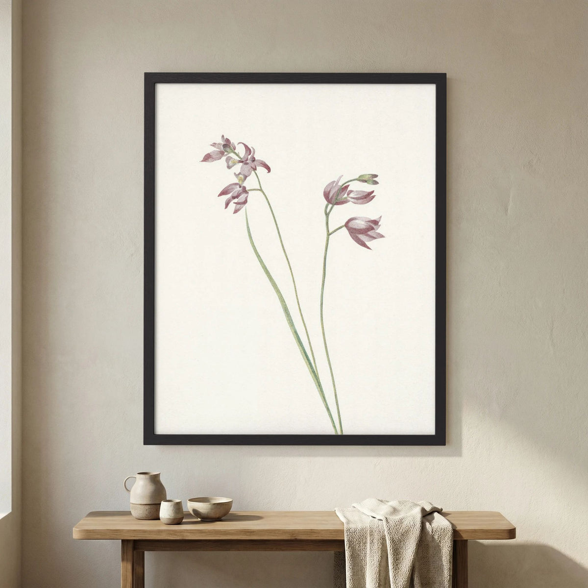 Pink Wildflower Botanical Study Vintage Wall Art Print