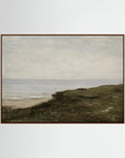 Neutral Coastal Landscape Canvas Wall Art | Vintage Seaside Nature Painting
