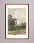Misty Country Landscape Vintage Wall Art Print Oak Dark Freja