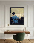 Woman in Blue at the Piano Vintage Wall Art Print